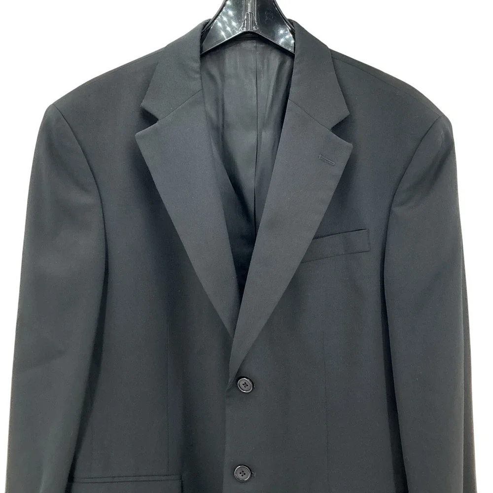 Stafford Suit Jacket Mens 40R Black Worsted Wool 2 Button Classic Formal Blazer